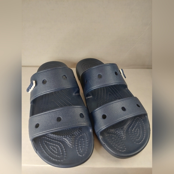Crocs Unisex Classic Navy Blue Size 7M/9W Two-Strap Slide Sandals - Picture 2 of 16